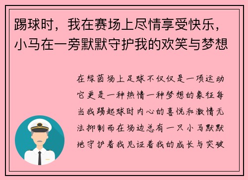 踢球时,我在赛场上尽情享受快乐,小马在一旁默默守护我的欢笑与梦想 踢球时,我在赛场上尽情享受快乐,小马在一旁默默守护我的欢笑与梦想